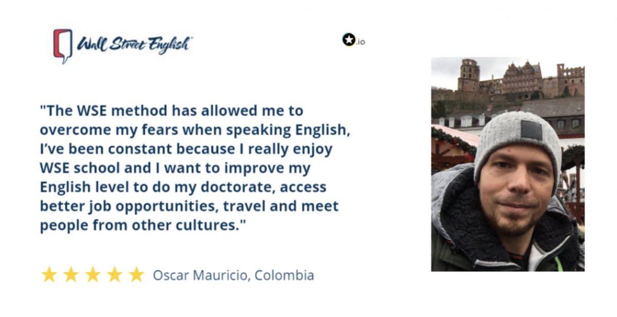 WSE_Global's tweet image. Are you wondering what it&apos;s like to take a course with #WallStreetEnglish? Our students share their #experience here: bit.ly/3s8l9e2 👨‍🎓👩‍🎓
 #ProvenMethod #Reviews #RealStudents #LearnEnglish
