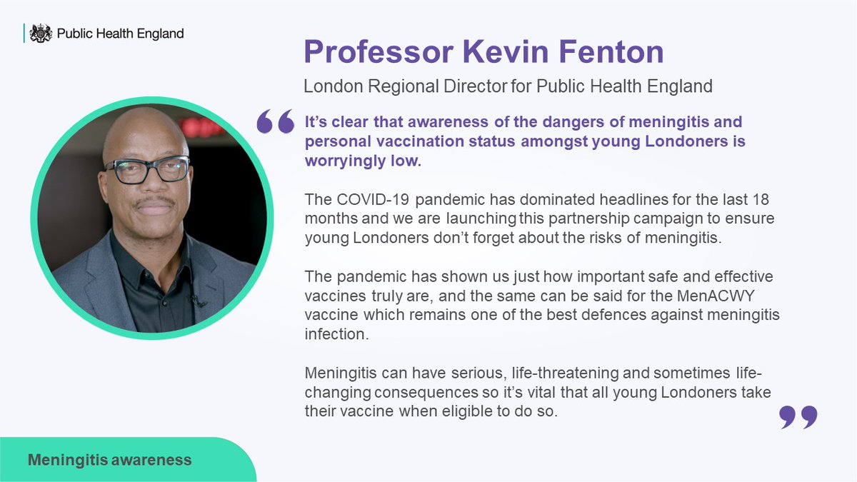 UKHSA_London's tweet photo. The #COVID19 pandemic has dominated headlines over the last 18 months but other infectious diseases haven’t gone away.

We’re working with @MeningitisNow @M_R_F @aLIFEforaCURE @NHSEnglandLDN and @GSK to raise awareness in young Londoners about meningitis ➡️https://t.co/esHmQ6D0Bw https://t.co/HbvWiswRrs