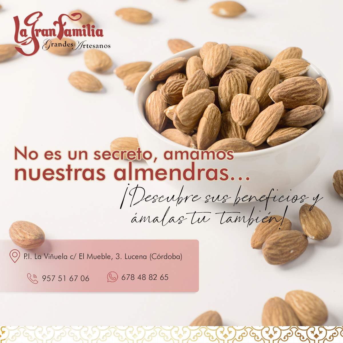 TurronesLGF's tweet image. Crudas, tostadas o enteras, las #almendras son unos de nuestros #ingredientes favoritos de la #cocina 👨🏼‍🍳 Ricas en #proteínas y grasas saludables para nuestra #salud ¡Nos encantan! Ven a vernos y descubre todos los formatos disponibles  👍🏻