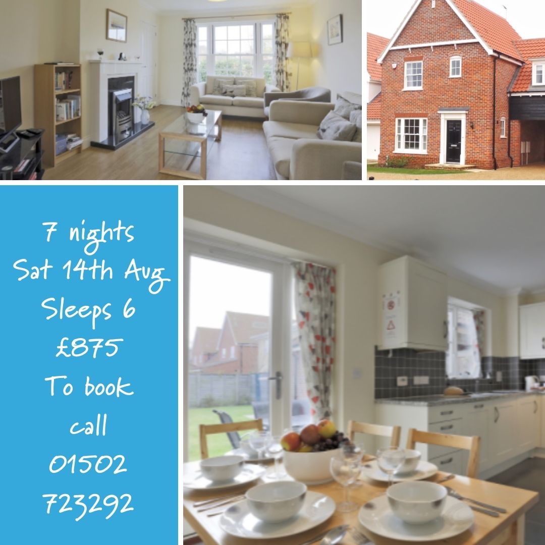 🌞AVAILABLE DUE TO CANCELLATION.🌞 7 nights from Saturday 14th August at 5 Shearwater Way, Reydon, £875.  Sleeps 6. Beautiful family home close to #Southwold. To book call us now on 01502 723292. ow.ly/bM3S50FPxVT