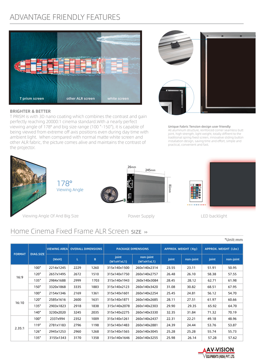 AVVisionIndia's tweet photo. ‘LIBERTY SCREEN PRO Zergion’ Home Cinema Fixed Frame CLR Screen (for UST Projector) – AZ. https://t.co/W0HZWu26yf