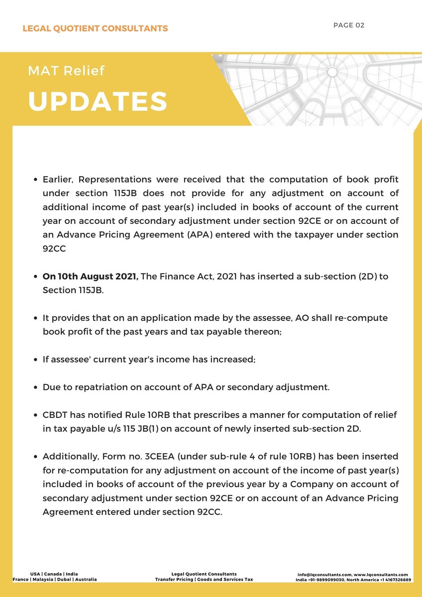 QuotientLegal's tweet photo. CBDT notified rules for relief in MAT computation vide notification No. 92/2021.
#cbdt #transferpricing #incometax

@CARaghavG @cauditgupta @bansaldeepanshu https://t.co/XRFv4Dcgfb