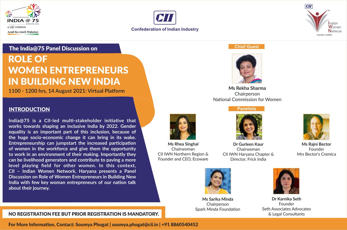 At the CII event, will be speaking on Role of Women in building a New India on 14th Aug 2021! #CII #IndependenceDay2021 #india #event #womeninbusinesss #womenempowerment #womenempoweringwomen #womenchangemakers #womenentrepreneurs #womeninbusiness