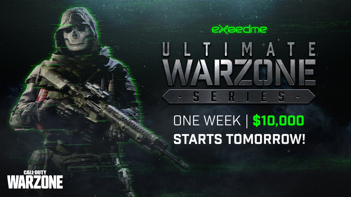 🎉 Celebrating the Call of Duty: Warzone launch at Exeedme 🎉 

Introducing the ULTIMATE WARZONE SERIES: 

🗓️ 1 Week Competition
🪜Daily &amp; Weekly Prizes
🏆 10 000$ Prizepool

⏰ Tomorrow at 6pm GMT. 

Know more: bit.ly/UltimateWZS