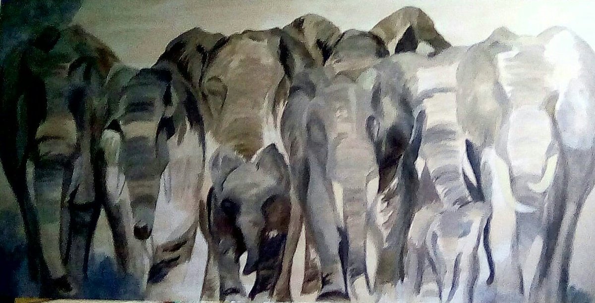 In honour of #WorldElephantDay .

 'No elephant tired of carrying its own tusks.' African proverb.

 I'm sharing some #elephant pieces, including a #WIP . I hope you have good day.💚 #Elephants #MHHSBD #QueenOf #endangered #elephantday #ArtistOnTwitter