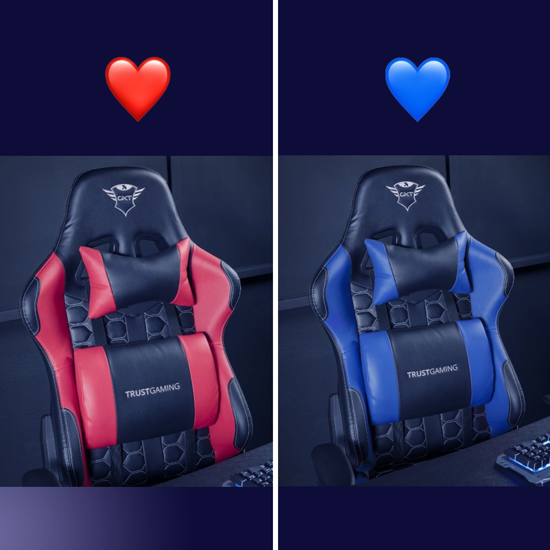 Trustgamingbnl's tweet photo. De Resto Gaming Chair kun je zo instellen dat 'ie goed bij jouw houding past. Door het kunstleer is de stoel stevig én comfortabel. Welke kleur zou jij kiezen? Rood (❤️) of blauw (💙).

#trustgamingbenelux #trustgaming #gamingsetup #gamingroom #online #gamer #gaming #gaminggear https://t.co/ltEoy6aZds