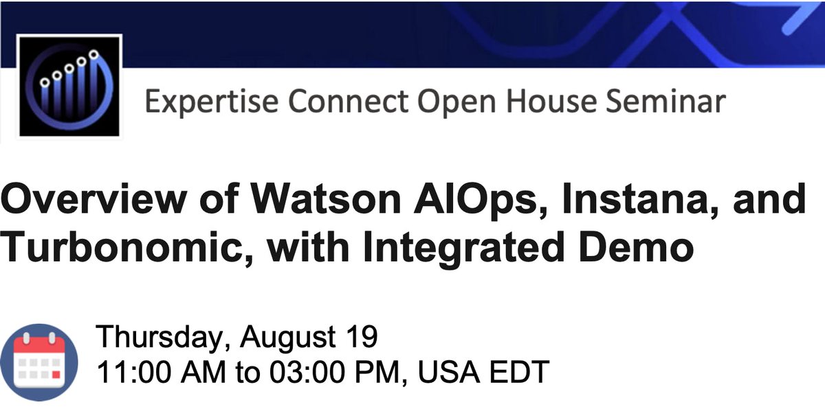 _alanhamilton_'s tweet photo. Join @IBM #AIOps experts on Thursday, August 19 from 11am-3pm EDT for an overview and integrated demo of Watson AIOps, @InstanaHQ and @Turbonomic. Click the image below to register. Registration Password: EC2021 #APM #ARM #IBM https://t.co/FbOTm6EaHU https://t.co/ixzzwRJqOg