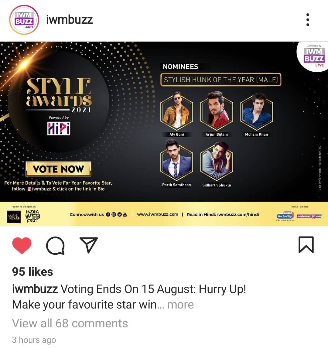 📢📢

▶️IMW STYLE AWARDS

Open the below link and vote for @sidharth_shukla bhai with ur all ids (twitter/fb/gmail) 
🔗iwmbuzz.com/styleawards/

Only 3 days left

Must follow their insta page and vote for all category. 

🔗instagram.com/p/CSd_Zj6q_LQ/…

#SidharthShukla