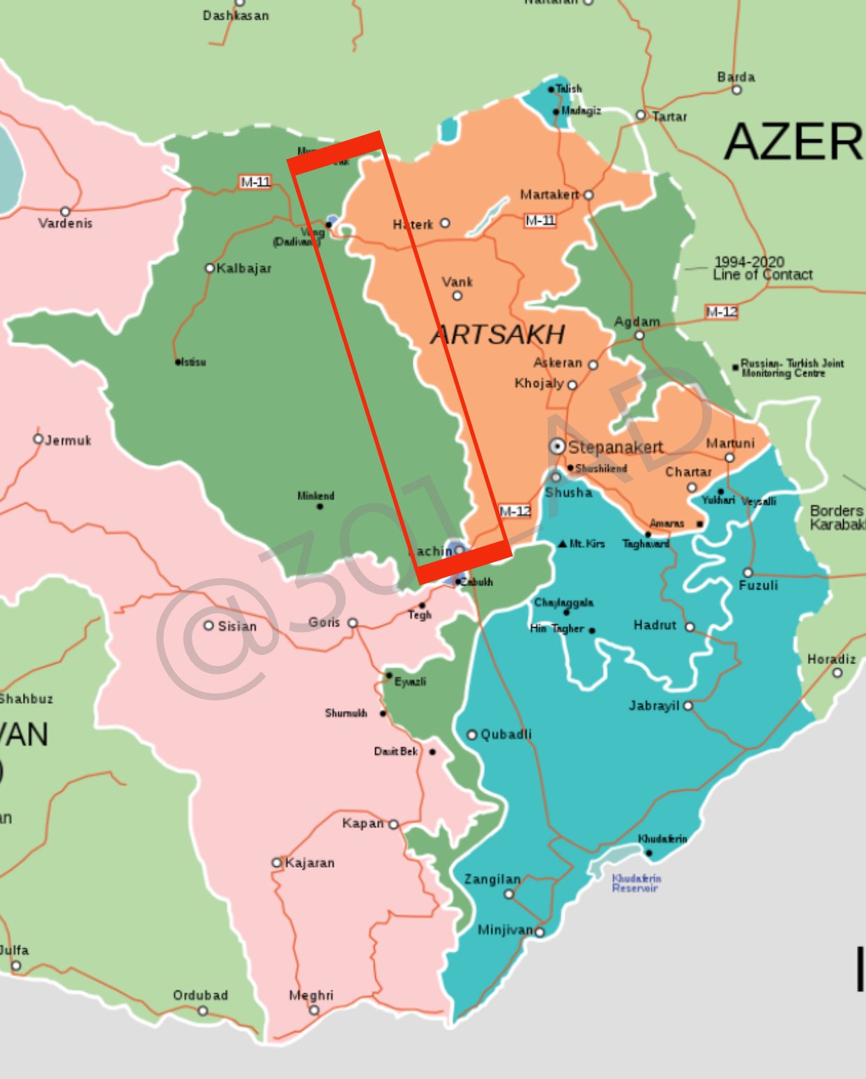 Карта Армении Лачинский коридор
