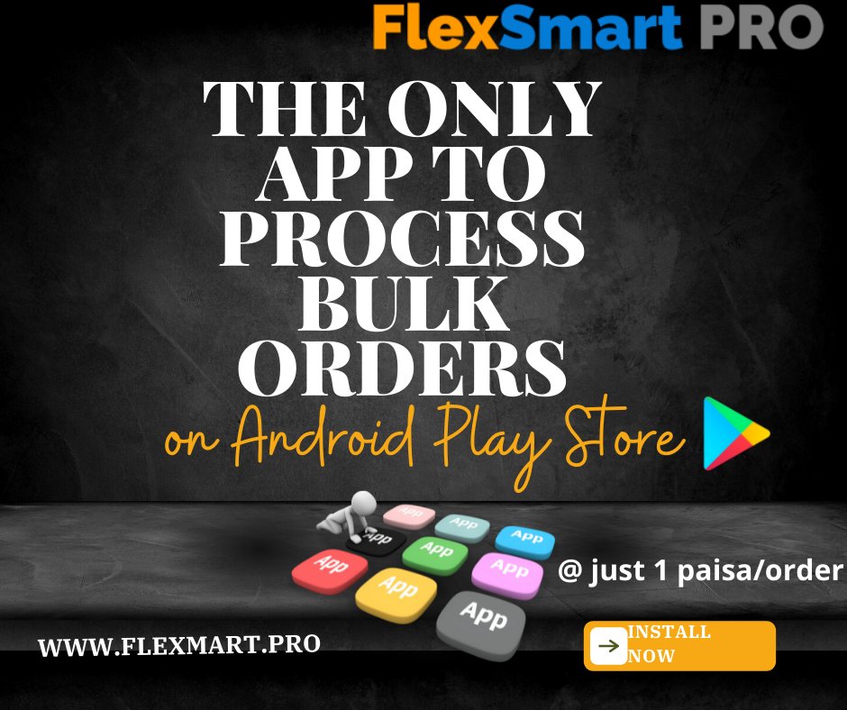 Hey Sellers, 
Process your Bulk Orders anytime, anywhere, on your finger tips.😊
Check out the link and Enjoy Processing . . . 
play.google.com/store/apps/det…...
 #flipkartsellerhub #flipkartsellers #onlinebusiness #onlineseller #flexsmartpro #appinstallation