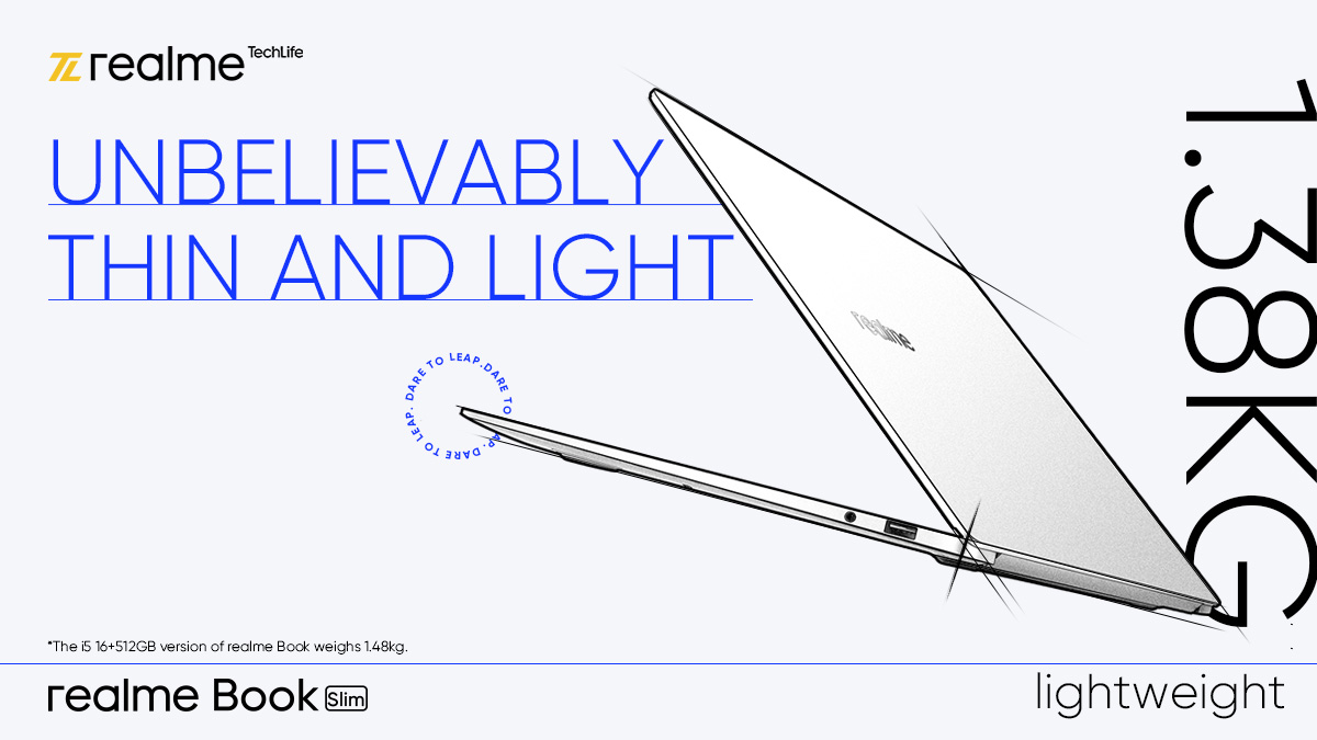 MadhavSheth1's tweet photo. #realmebook Slim was #DesignedToEmpower. 
So we ensured a lightweight design of 1.38KG which makes it comfortable for the users to carry it anywhere. https://t.co/u81aCfZrg2