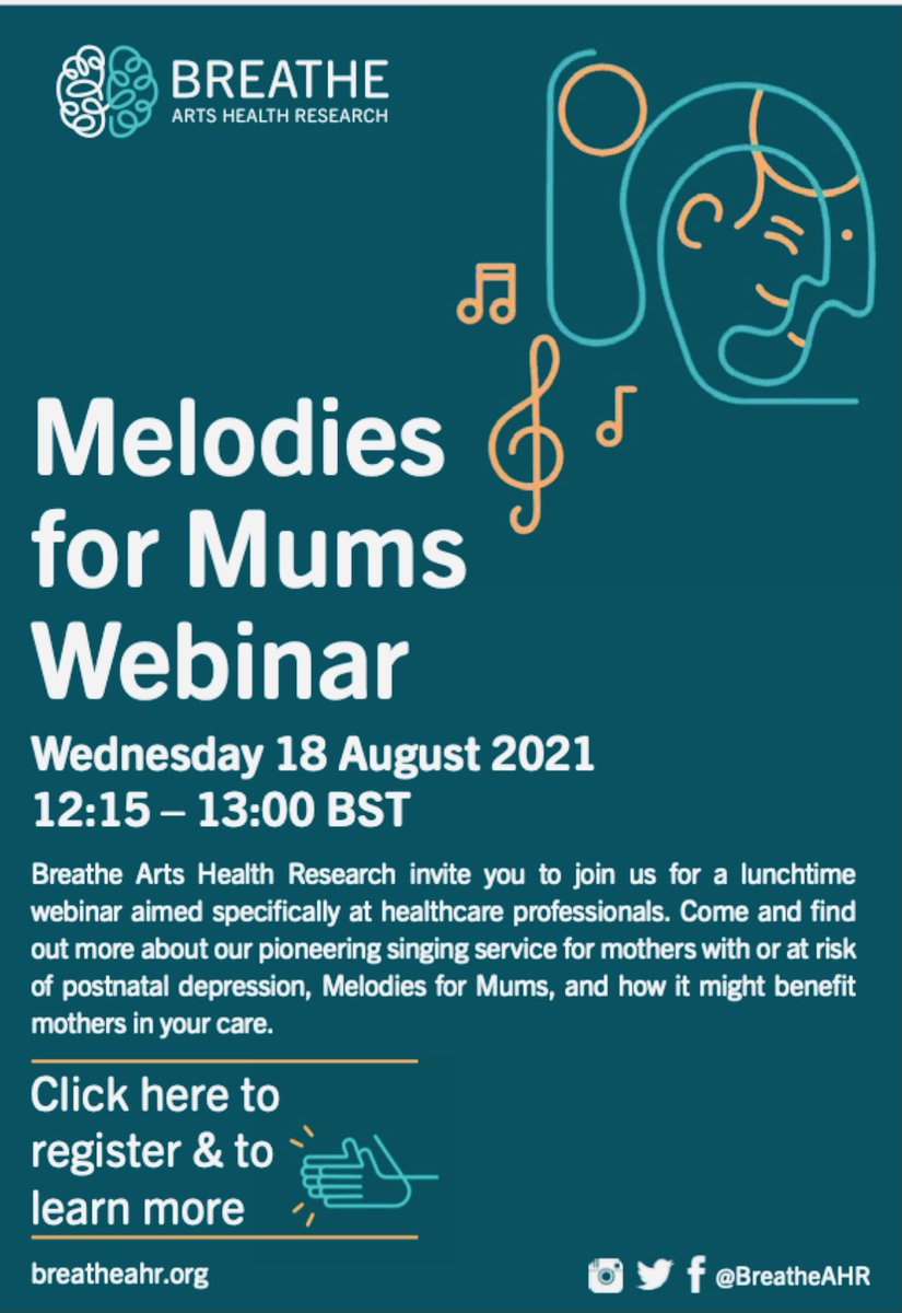 csmony's tweet image. #SHAPER study #melodiesformums #postnataldepression .Come join us at the webinar to understand more about the study @paola_DZN @carolinaestev @ParianteLab @Daisy_Fancourt @BreatheAHR @TrudiSene1 @KingsIoPPN @MaudsleyNHS @MaudsleyDoN @rcpsychPeri @Black2Jo @FGaughran @rrao9499
