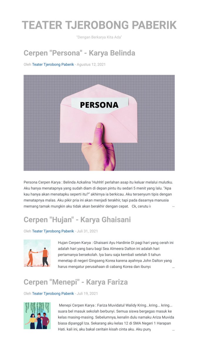 Baca blog Teater Tjerobong Paberik sekarang ‼️
Dengan tampilan baru 👀 
Klik link blog di bio <a href="/TeaterTJP/">Teater Tjerobong Paberik</a>