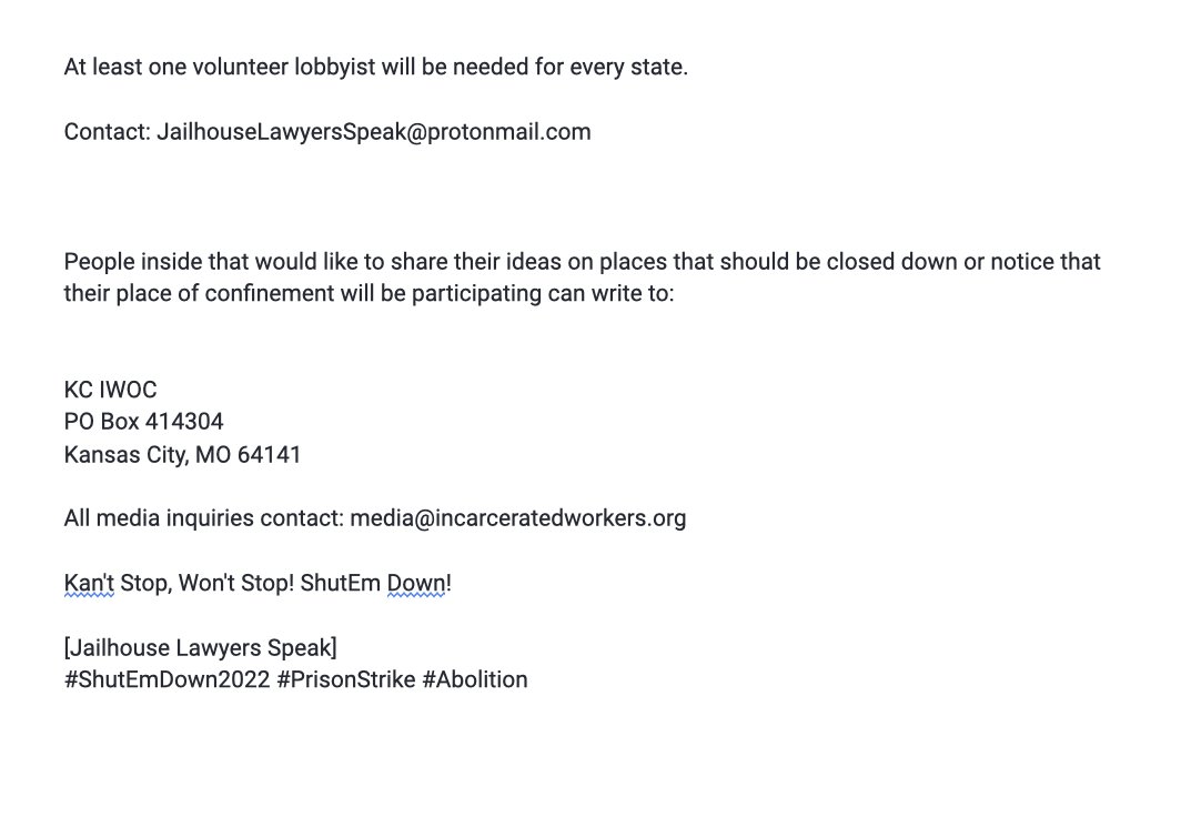 Solidarity with Palestine #StopCopCity (@jaybeware) on Twitter photo 🔥NEW Press Announcement from <a href="/JailLawSpeak/">Jailhouse Lawyers Speak - 📚</a> 🔥
'National Shut 'Em Down Prisoners' Strike and Boycott' for for 2022 (August 21st - September 9th).
They ask outside supporters to prepare, get involved, and promote it throughout the next year 🔥NEW Press Announcement from <a href="/JailLawSpeak/">Jailhouse Lawyers Speak - 📚</a> 🔥
'National Shut 'Em Down Prisoners' Strike and Boycott' for for 2022 (August 21st - September 9th).
They ask outside supporters to prepare, get involved, and promote it throughout the next year