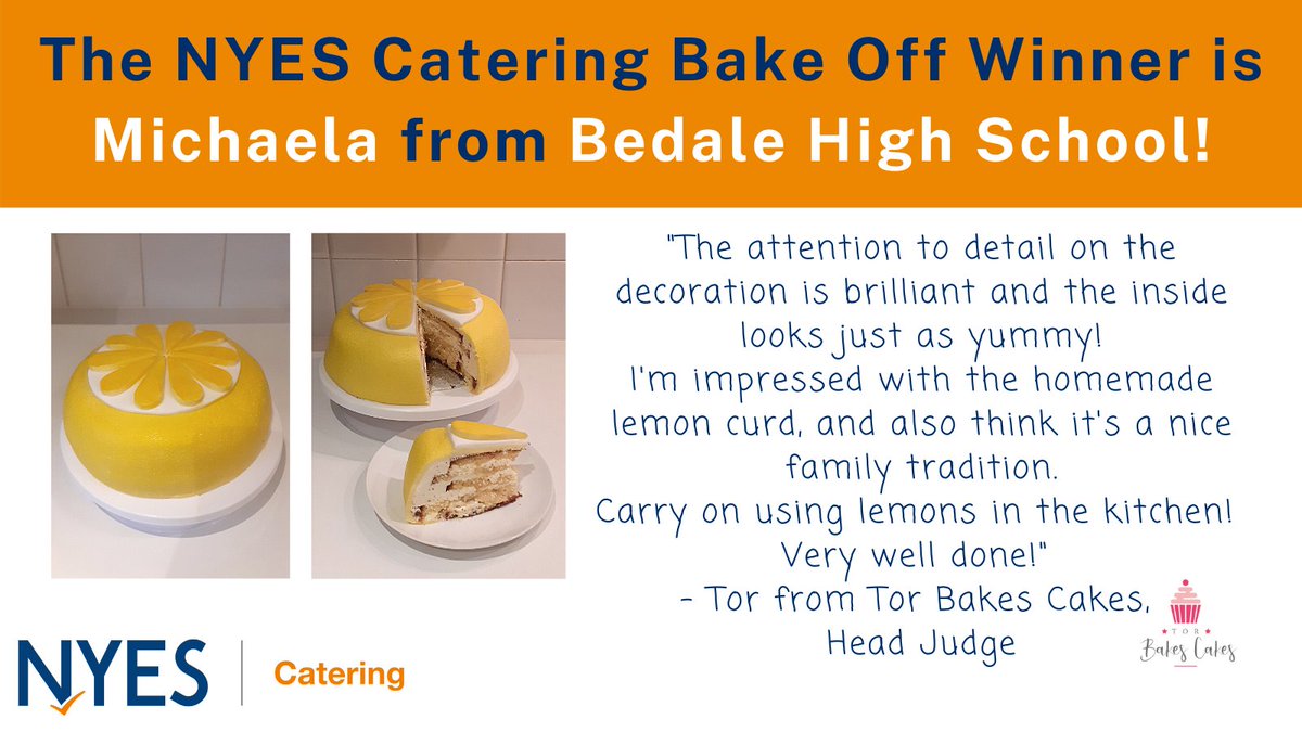 sayyestonyes's tweet photo. Did you see our NYES Catering Bake Off Winner Michaela from @bedalehigh?! 🎉🍰

A beautiful fusion of traditional Greek and English style cake - it blew the judges away! 

We loved hearing of why lemons are so special to Michaela 🍋

#bakeoffwinner #funwithfood #fusionbaking https://t.co/7GPKilEluR