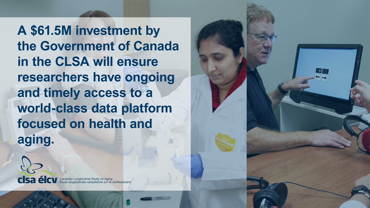clsa_elcv's tweet photo. 📢 The #GoC, through @CIHR_IRSC and @InnovationCA, is investing $61.5M for the next phase of the Canadian Longitudinal Study on Aging.
🔗 Read the full story: https://t.co/N7YY9l4owE https://t.co/iNTn0oW5R4