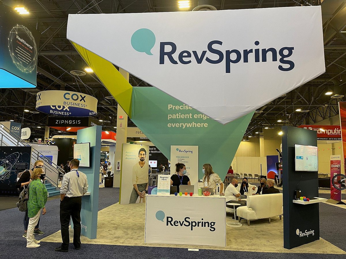 RevSpringInc's tweet photo. Stop by Booth #6632 for a demo of our latest innovation solutions—Arrived Patient Intake™, OmniBrain™ and PersonaPay™ Work Queues. #HIMSS21 #PatientEngagement #HealthcareInnovation #RethinkRCM https://t.co/ljeJgf6NAb