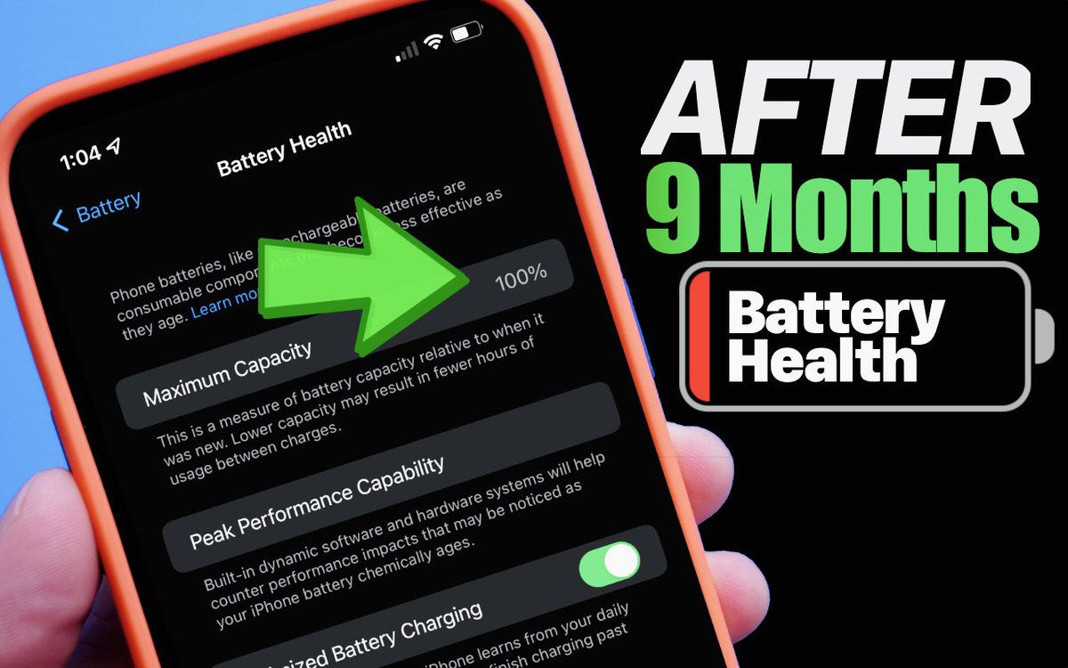 iDeviceHelpus's tweet photo. 100 % Battery Health After 9 Months - My Secrets! https://t.co/NA9f6CSZ2H #iOS15 #iOS1471 https://t.co/L2nNxr3YHC
