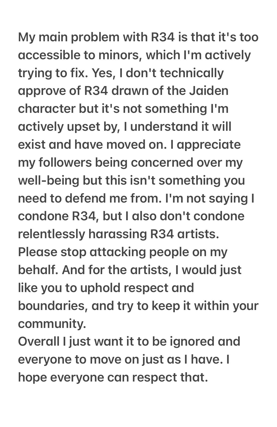 JaidenAnimations on X: Apologies for the semi-late response, I do not open  bird app anymore. I hope everyone can respect my view on this stuff   / X