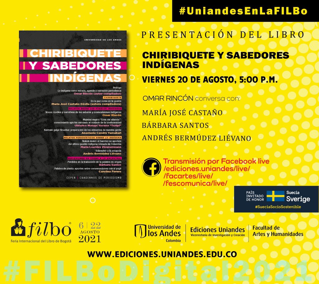 ¡Me muero de emoción de presentarles MI PRIMER LIBRO publicado por <a href="/Uniandes/">Uniandes</a> con @OmarRinconTV !
Trae varios textos periodísticos y narrativos que nos invitan a reconocer y valorar nuestro legado cultural indígena. Lo presentaremos en la <a href="/FILBogota/">FeriadelLibroBogotá</a> #FILBoDigital2021