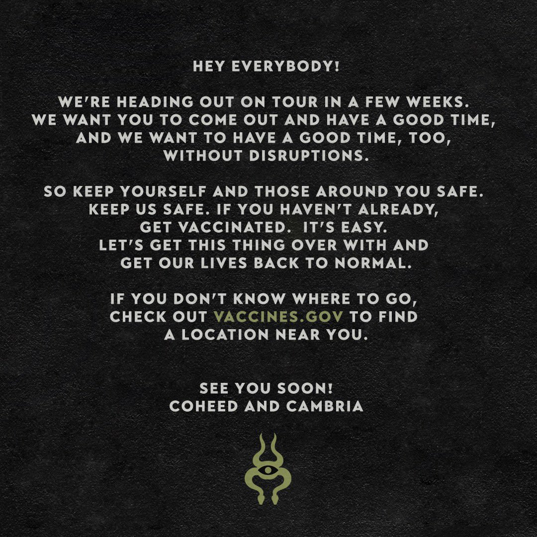 Coheed's tweet image. Let’s stay Safe Among the Fence. #GetVaccinated