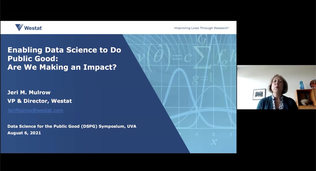 Missed our Data Science for the Public Good Symposium keynote speech last week? We’ve got you covered! You can find <a href="/JMMulrow/">Jeri Mulrow</a>’s talk about “Enabling Data Science to Do Public Good: Are We Making an Impact?” on our YouTube channel. Watch here: ow.ly/2vAT50FPUiN. #datascience