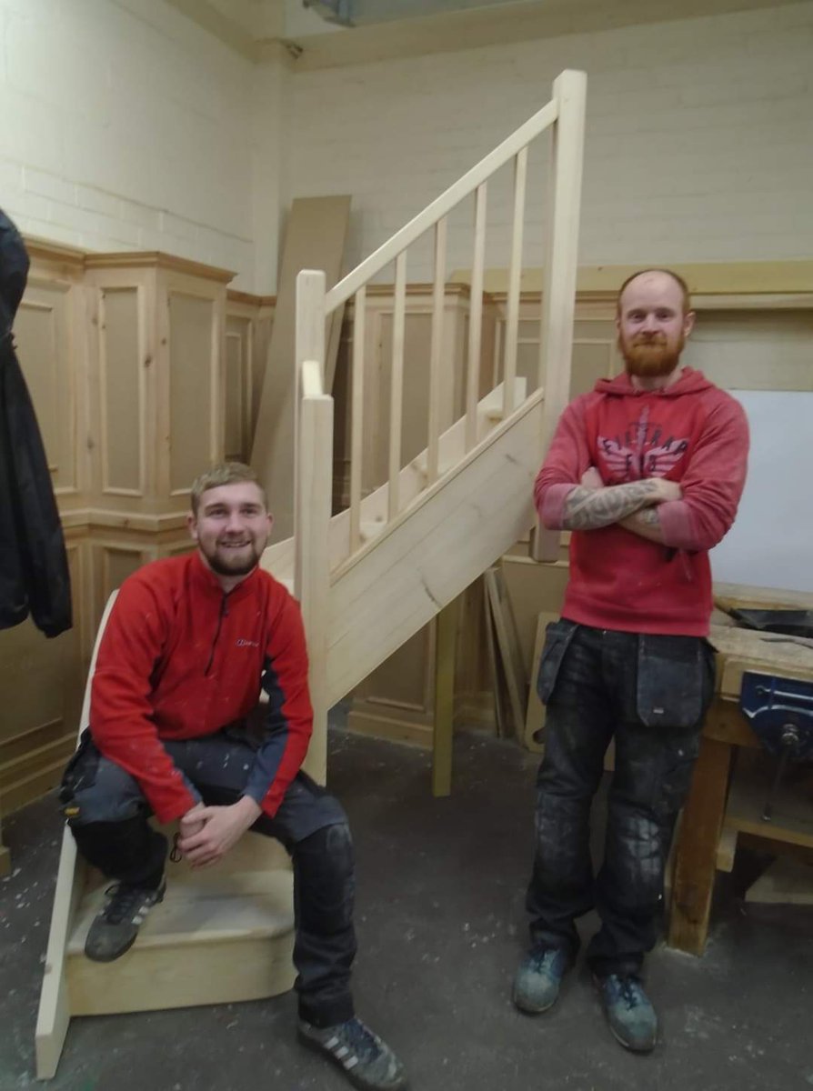 Constructionat2's tweet photo. part one with the return to full classes, here is a look back at some of the last students to complete the advanced craft joinery course and their complex stair models https://t.co/ueMV2u1ZWX