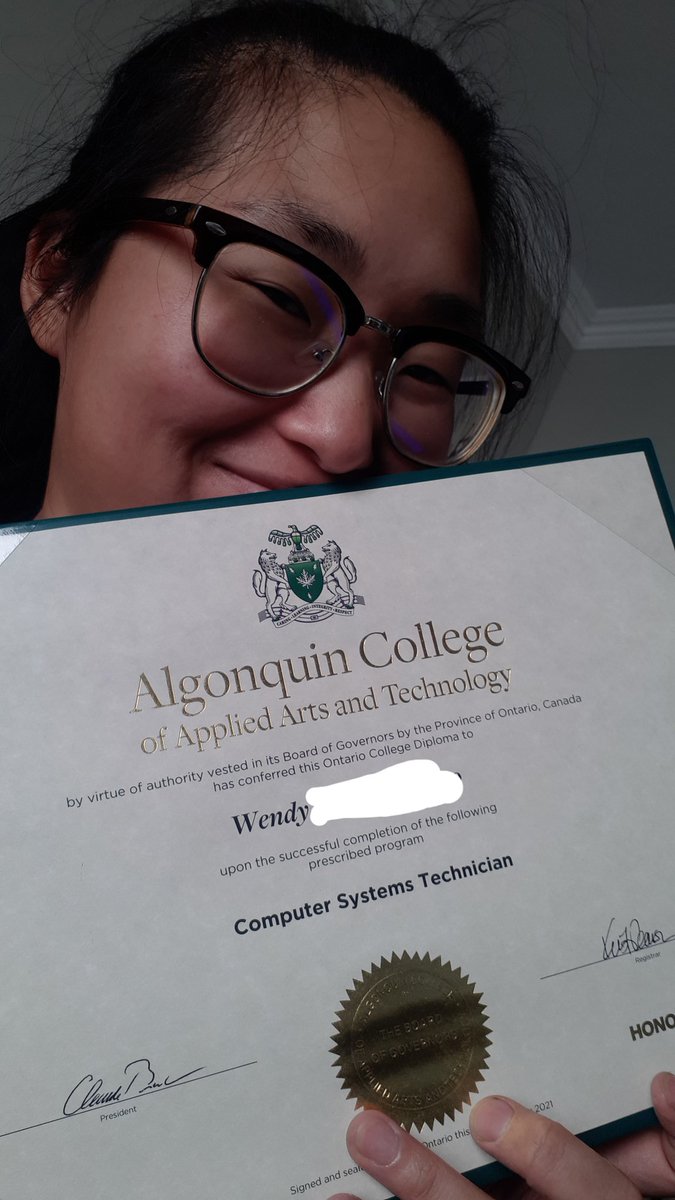 Update: I finally finished my diploma and am a certified Computer Systems Technician now (not pictured: my 3.7 GPA)

🤯🤯🤯