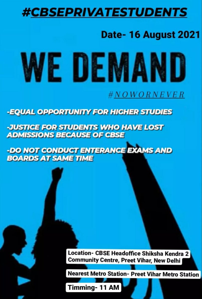 YashGaud24's tweet photo. Announcement!!! I want everyone there it's a final protest against injustice.Big and effective @NidhiTanejaa @ActivistSukhpal @akash_adhikari1 @virtika04 @ReenaRo61301007 @cbseindia29 @AdvMamtaSharma #CBSEprivateSTUDENTSLIVESMATTER #CBSEPvtStudentsInCrisis #CancelCBSEPrivateExam https://t.co/uiaQqfkmzG