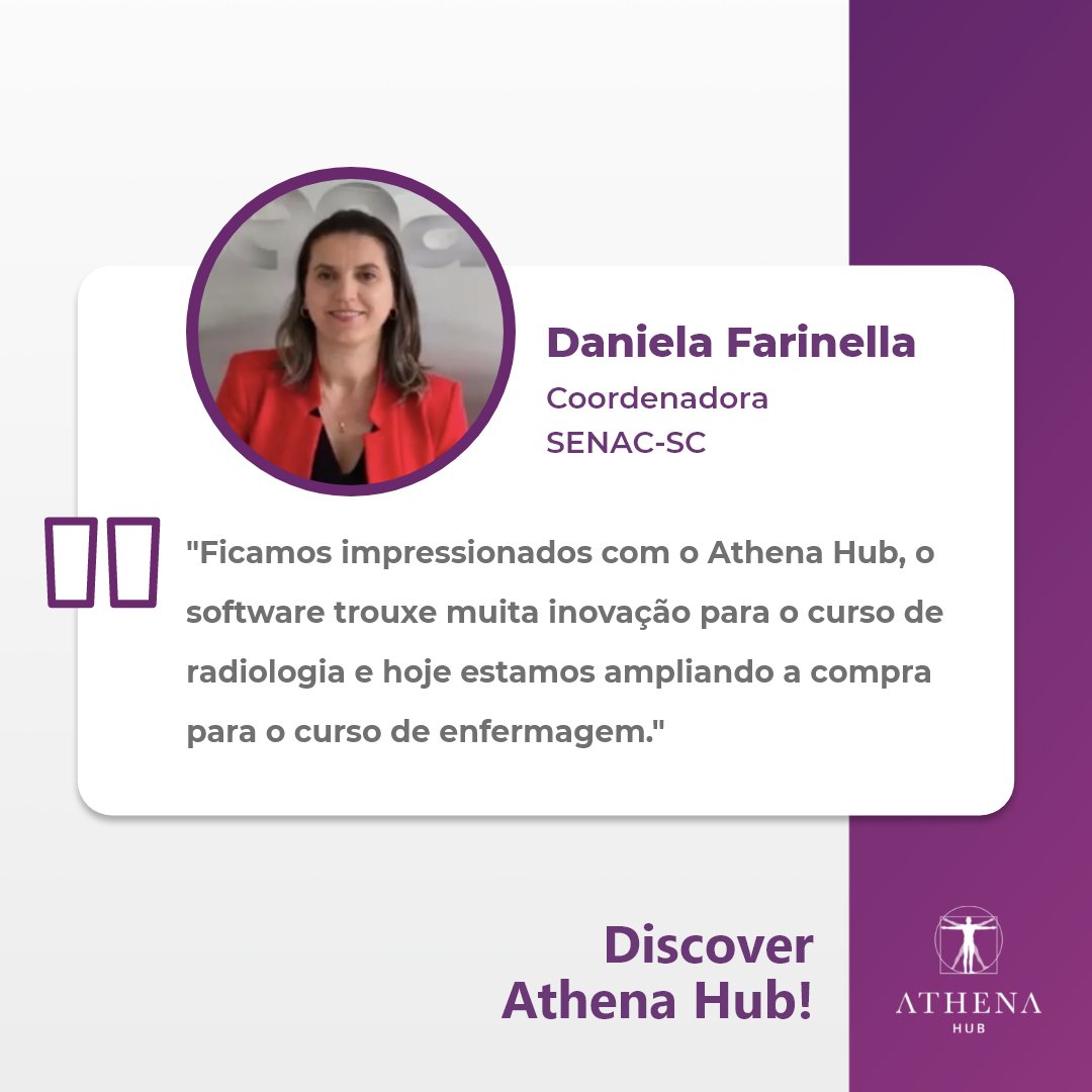 MedicalHarbour's tweet photo. The Coordinator of @senacsantacatarina health courses, Daniella Farinella, told us a little about the experience of the units with our application for anatomical teaching Athena Hub. Check it out!

#athenahub #senacsc #educaçãomédica https://t.co/iJWuMWPej0
