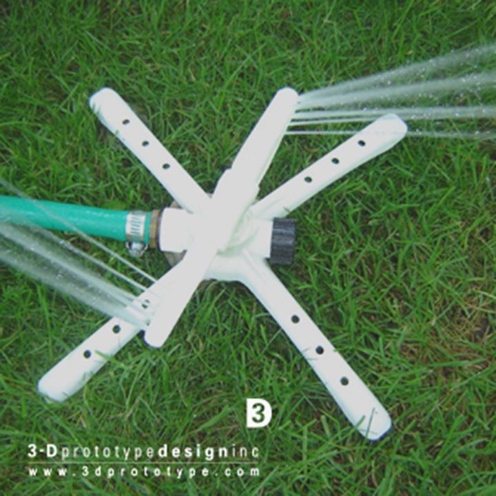 3dprinting_can's tweet photo. Functioning 3d printed sprinkler. Because parts are nylon, hooking one of our parts up to a hose and running water through it is no big deal. 
#3dprinting #sprinkler #3dprinted #3dprintingservice #spring #water #canada #ontario #sls #nylon #watersystem #3ddesign #summer #heatwave https://t.co/AJe9COEmQe