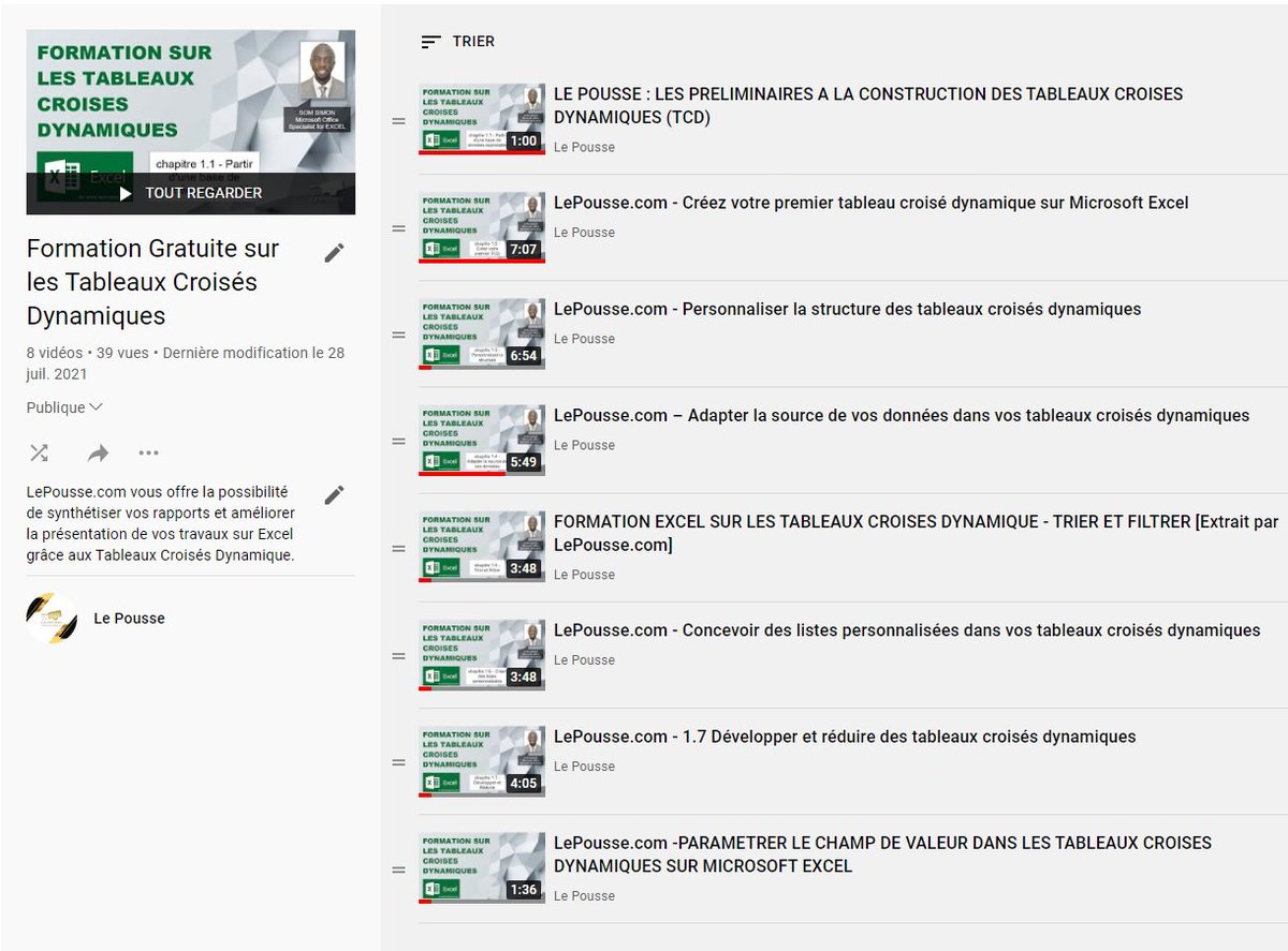 lepousse_com's tweet image. #Formation #Gratuite sur les #TableauxCroisésDynamiques 

👉 youtube.com/playlist?list=…

#lepousse #MicrosoftExcel #Excel