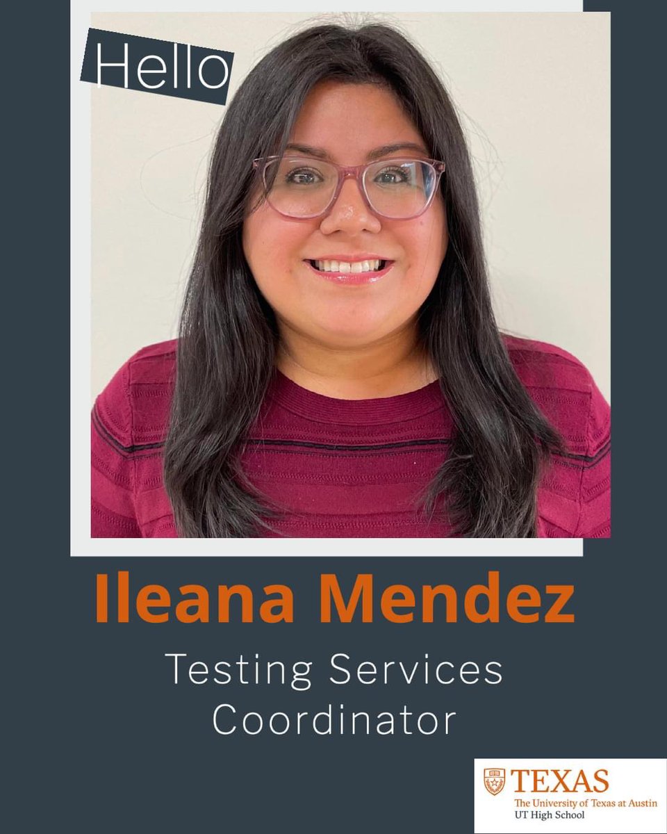 Welcome aboard, Ileana Mendez! We are thrilled to have to have such an amazing addition to our @ut_uths team! 🎉🎉🎉 @utexascoe #txed #freetuition #creditbyexam #K12 

For more in formation about our amazing staff, visit the UTHS Staff Directory: highschool.utexas.edu/staff_directory