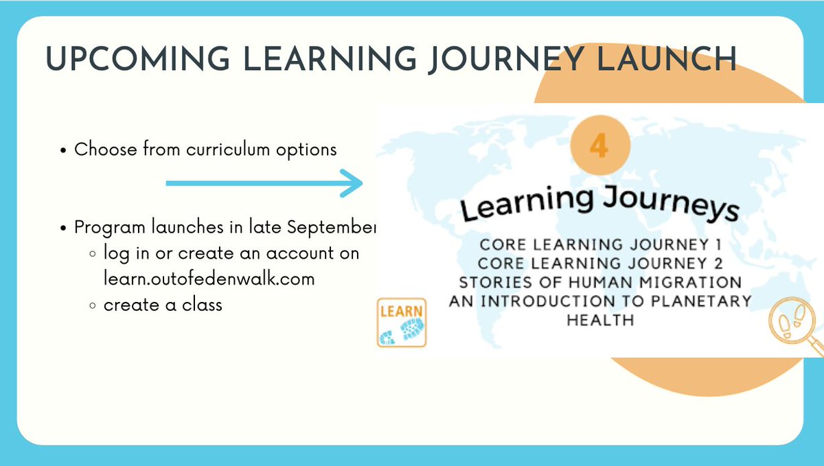 OutofEdenLearn's tweet image. In late September, OOEL will be starting our next round of free #onlinelearning journeys for students age 3-18. #Educators, register to have your class join this globally reaching project @ProjectZeroHGSE 
#interculturalexchange #edchat #sschat #globaled
