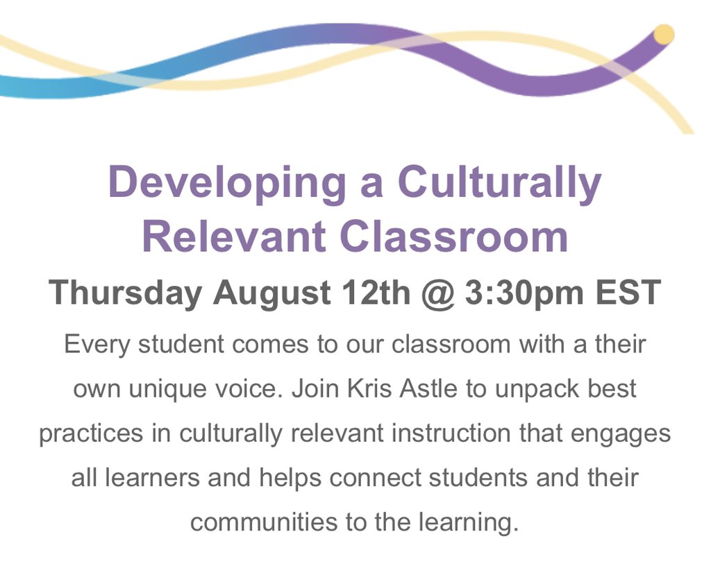 MrsHSchrader's tweet photo. Donโt miss todayโs #EdShift webinar with @KrisAstle of @SMART_Tech! At 3:30pm, sheโll dig into best practices to develop culturally relevant classrooms. Register now: https://t.co/16olE0CvMC
#edtech #education #teachers #schools #engagedlearning https://t.co/UsZf6391jn