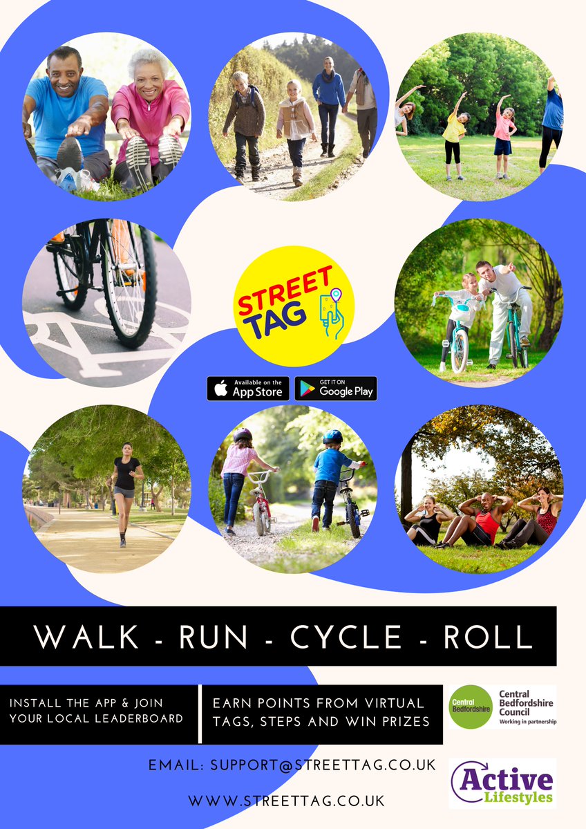 HowardH_8's tweet photo. Walking, cycling and running are all great ways to keep #active and explore Central Bedfordshire. Now you can be rewarded for this just by using the FREE @streettaghq app. Collect the tags, climb the leaderboard & see what prizes you can win https://t.co/EM1GUuQ9H7
#getactivewith https://t.co/T98fRRXmTz