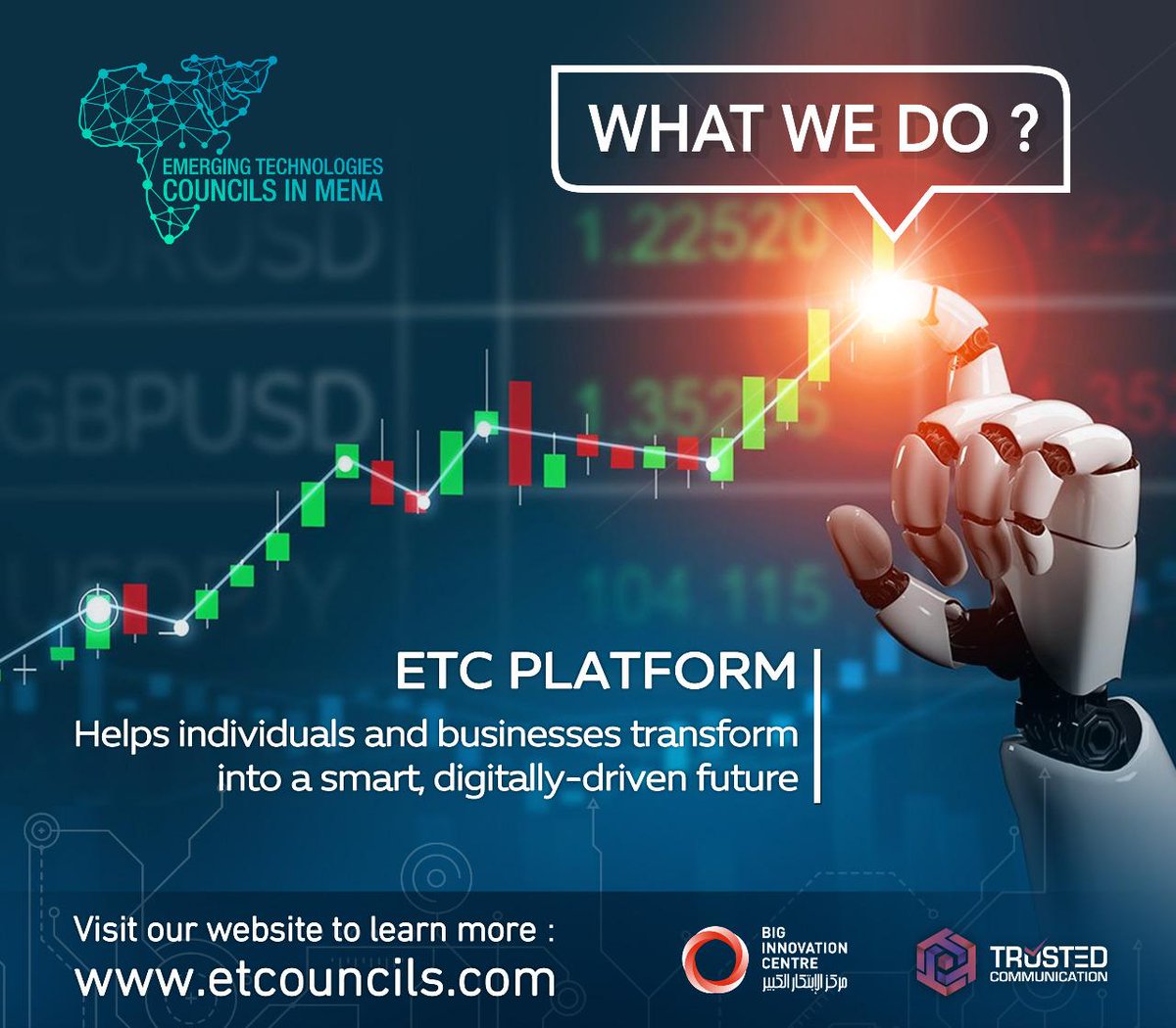 What is our mission?
ETC platform helps individuals and businesses transform into a smart, digitally-driven future. Visit our website to learn more etcouncils.com