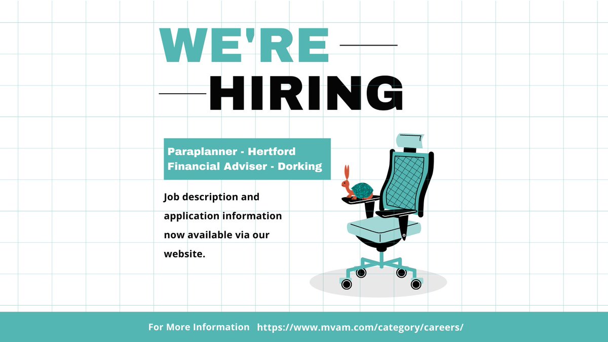 We are currently #recruiting for a Paraplanner in #Hertford and Financial Adviser in #Dorking.

Please find the job descriptions and information on how to apply on our website below.

bit.ly/3s5aKzS