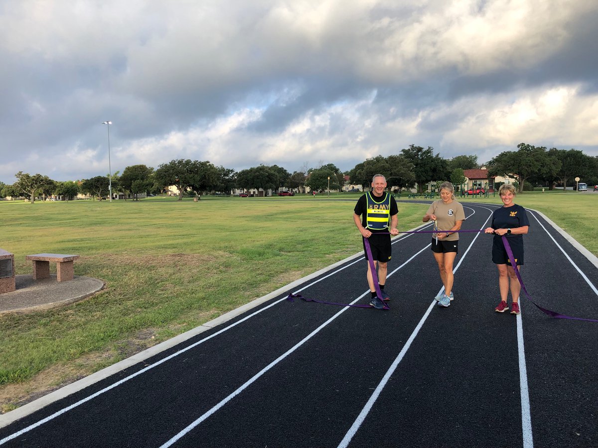 Cuellar414's tweet photo. Got to attend a ribbon cutting for #JBSAFortSamHouston Johnson running track. Glad to see this CE project complete and impacting readiness #running #jogging #fitness https://t.co/xJso7PrgTL