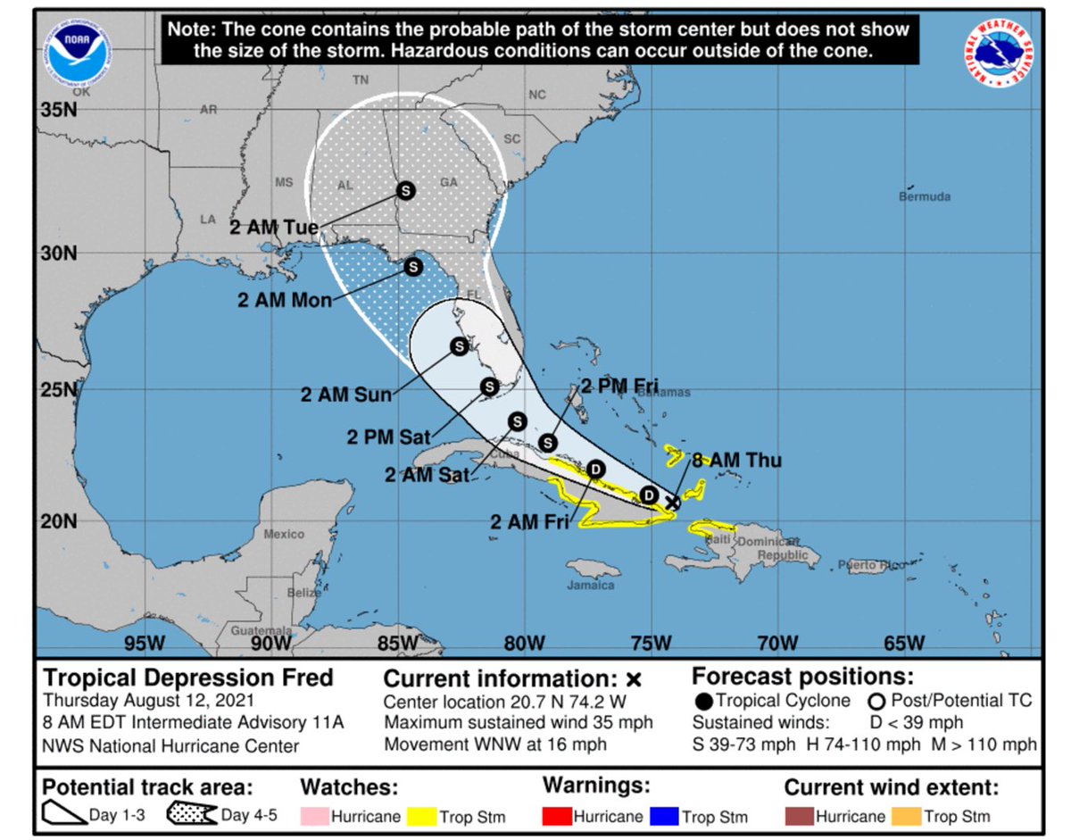 BryanAvilaFL's tweet photo. Update: #Fred has been downgraded to a tropical depression. I encourage you to continue to monitor the storm as it is just days away from potentially impacting #Florida. #FightingforFLFamilies https://t.co/2JF1cmzqxx