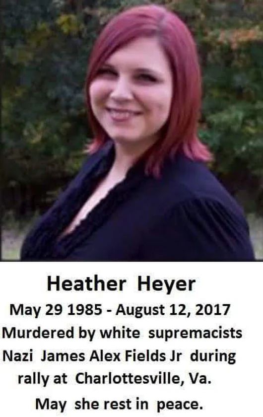 #HeatherHeyer was murdered by donald trump's 'Very fine people' while protesting a march of villainous white supremacist dirtbags.

She will be forever remembered as an American hero who had the courage to stand up for what was right.
Rest in Power, Heather
#FreshVoicesRise