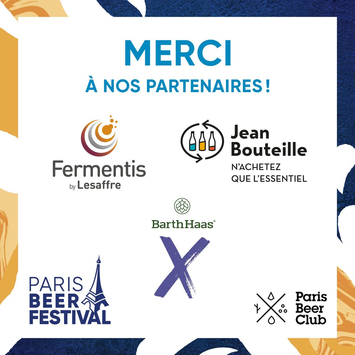 [PARTENAIRES] Qui dit vendredi, dit présentation de quelques-uns de nos partenaires qui participent à cette belle aventure qu'est le Paris Beer Festival 💖

Cette semaine, nous mettons en avant <a href="/Fermentis/">Fermentis by Lesaffre</a>, <a href="/JeanBouteille/">Jean Bouteille</a> et <a href="/BarthHaasX/">BarthHaas X</a>.

Un grand merci à eux pour leur soutien 🥰