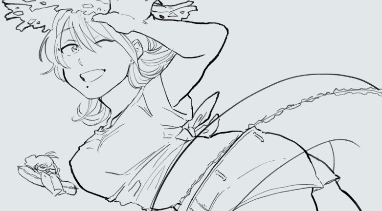 さ…とうなおき先生に縋りながら絵を描いてるけどこう…影を大胆に落とすのにまだ抵抗がある自分をしばき倒している。難しい…。
先生がちっちゃいラフいっぱい描けっていうからかいた…。 