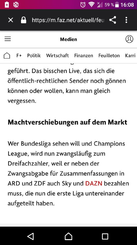 Wenn die <a href="/faznet/">Frankfurter Allgemeine</a> in einem normalen Artikel (keine Meinung, kein Kommentar) von einer "Zwangsabgabe" für ARD und ZDF spricht, finde ich das sehr bedenklich!