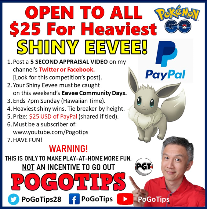 PogoTips28's tweet photo. I hit 10,000 subscribers! Thank you all.
Good Luck this weekend catching the heaviest shiny Eevee! https://t.co/OICRxZECPv