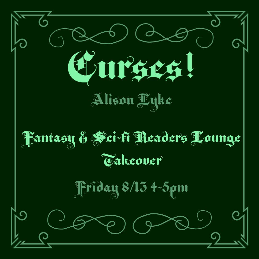 AlisonLyke's tweet photo. Join me this Friday, the 13th, from 4-5pm in Facebooks' Fantasy and Sci-Fi Readers' Lounge for a spooky, curse-themed takeover! Link: https://t.co/vGnOZdJsfe
#FSFRL #fantasy #scifi #amreading #FridayThe13th #WritingCommunity https://t.co/Ppryb322CE