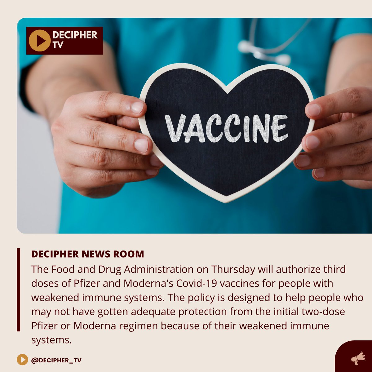 decipher_tv1's tweet photo. An estimated 7 million adults are immunocompromised, according to the Centers for Disease Control and Prevention — a population that includes solid-organ transplant recipients, cancer patients and those with HIV.

#DecipherNewsRoom #DecipherTV https://t.co/YEjn7GSRdb