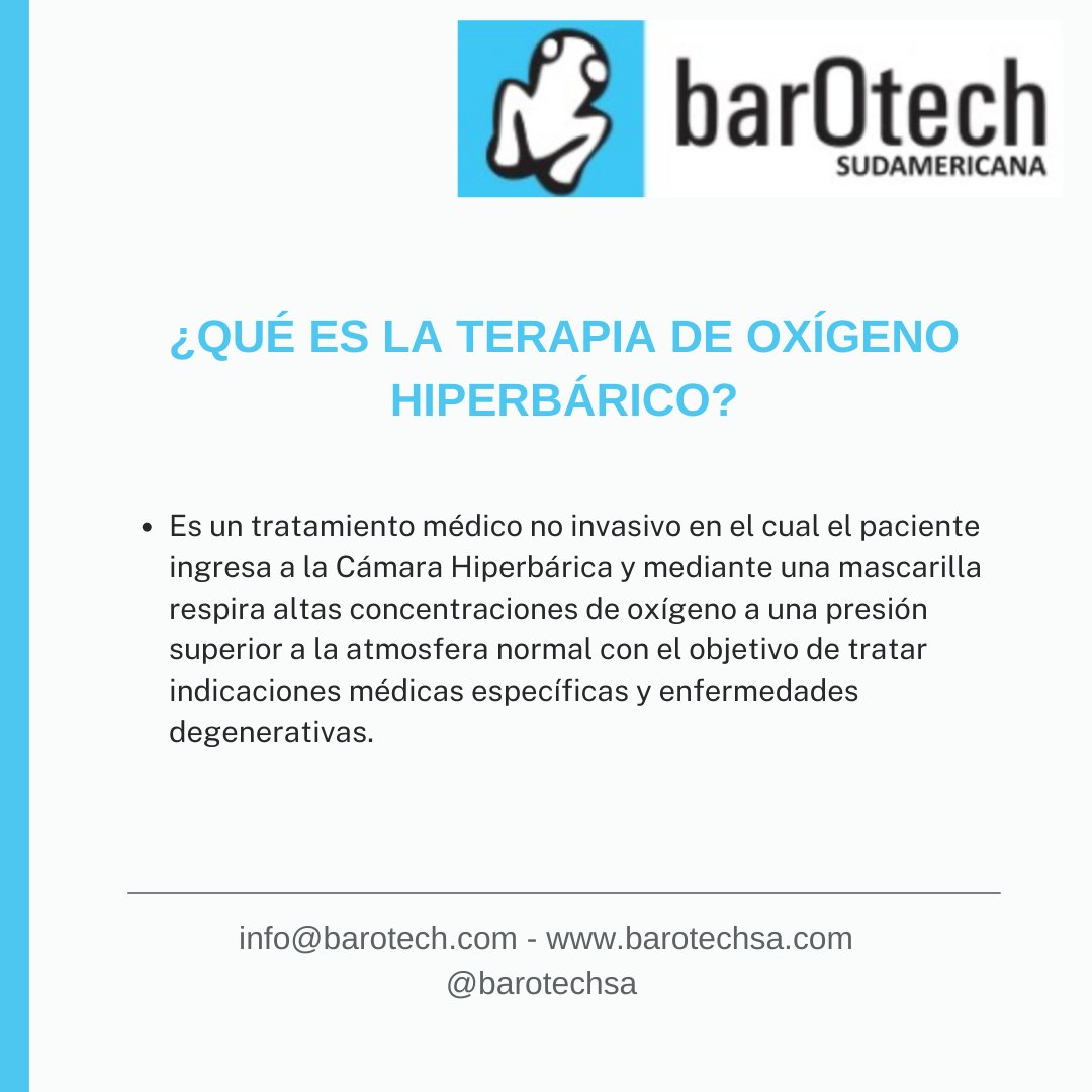 barotechsa's tweet photo. 🤓🧬Conocé más acerca de la Terapia con oxígeno hiperbárico 👏🏽👏🏽
👉🏽Para consultar sobre nuestros productos contáctanos por mensaje directo 📩
#TOHB #camarashiperbáricas #medicinahiperbarica #terapiadeoxigenohiperbarico #oxigentherapy https://t.co/XXtRRVCzv6