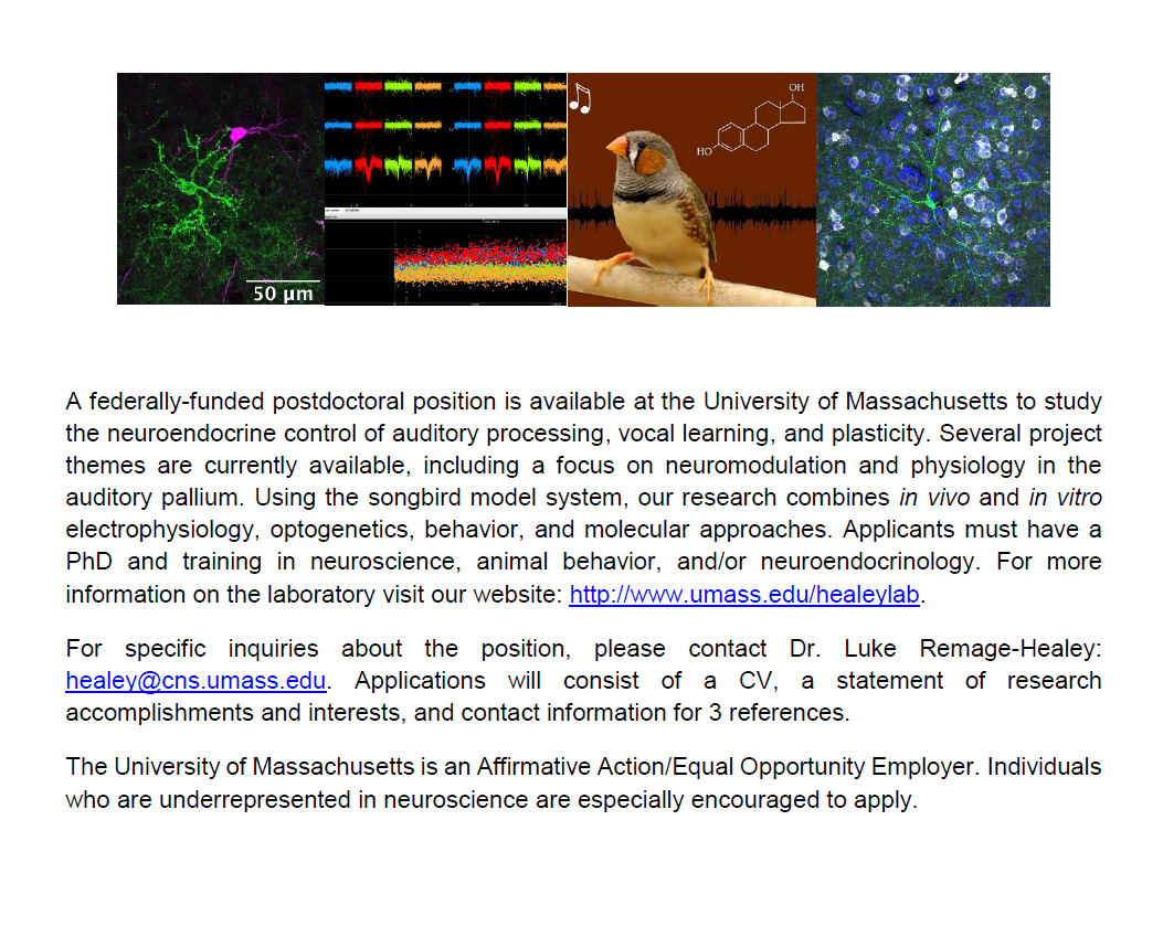 New Postdoc position available! Seeking a motivated scientist interested in neuroendocrinology, neuroethology and integrative neuroscience. Please RT

umass.edu/healeylab/Augu…