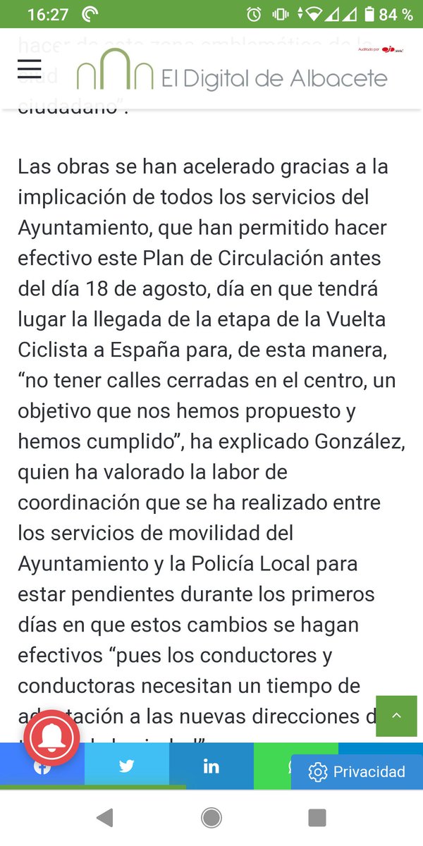 Es curioso que se corra en hacer unas obras para no molestar a una prueba ciclista deportiva de un día, y que esas obras sean el principio del fin de las bicicletas por el centro🤷🏼‍♂️
<a href="/AytoAlbacete/">Ayuntamiento de Albacete</a> <a href="/josetinajeros/">Jose Tinajeros</a> <a href="/Plataformaab30/">Plataforma Albacete 30</a> <a href="/curba_AB/">CURBA</a> <a href="/EcoEnAccionAb/">Ecologistas Albacete</a> <a href="/Colectivo967/">Colectivo967</a> <a href="/Greenpeace_CLM/">Greenpeace_CLM</a>